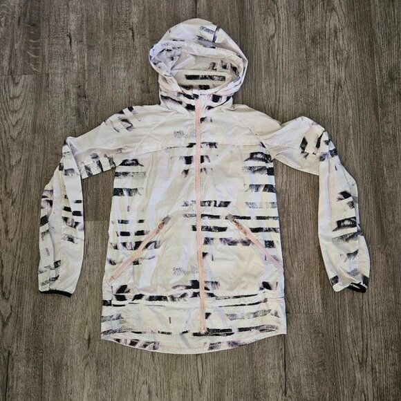 Lululemon Windbreaker Hooded Jacket Abstract White Black Print – Women’s - Picture 1 of 7